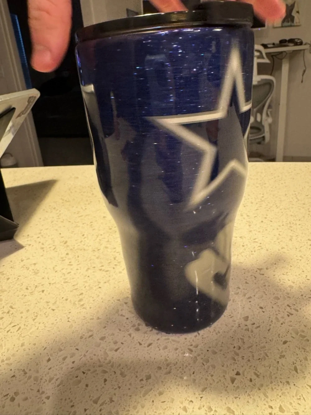 Dallas Cowboys Blue Glitter Large Tumbler  32oz